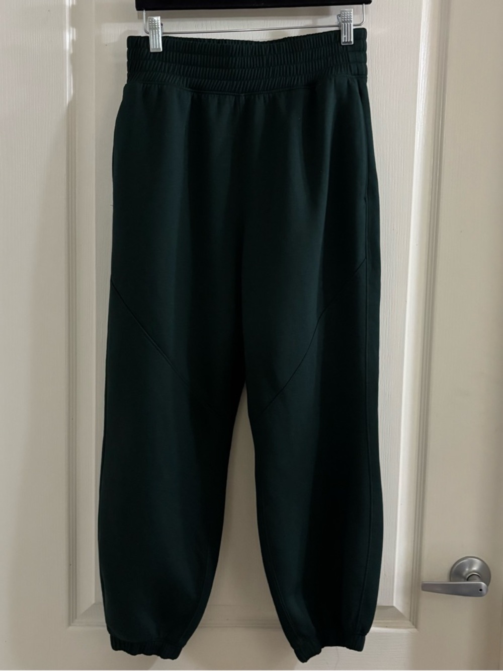 Women's Dark Green Elastic-Waist Jogger Pants